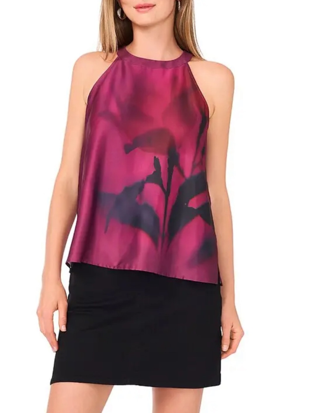 Vince Camuto Plum Floral Halter Shell